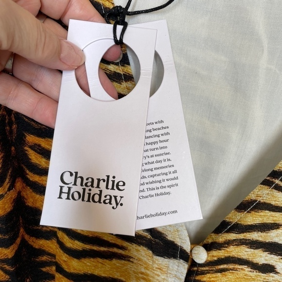 Charlie Holiday Tiger Print V Neck Mini Dress Sz 4 NWT - Picture 14 of 15